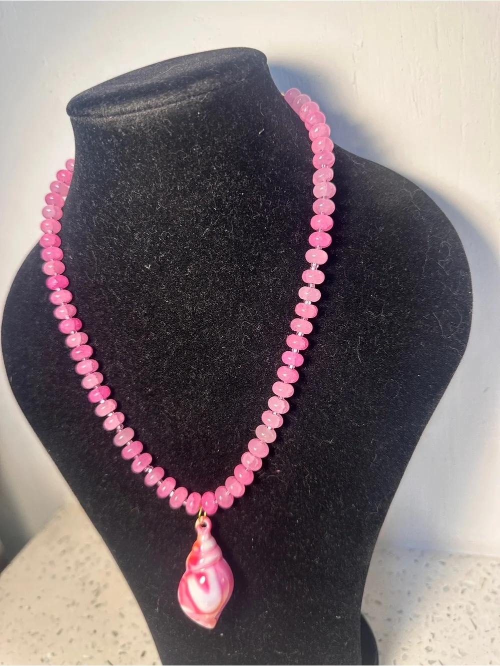 Pink Beaded Shell Pendant Necklace - Women Jewelry